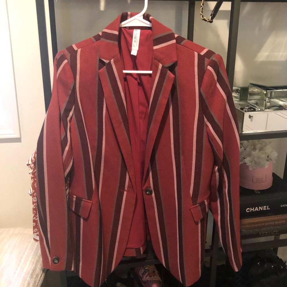 Red white green and purple jacket